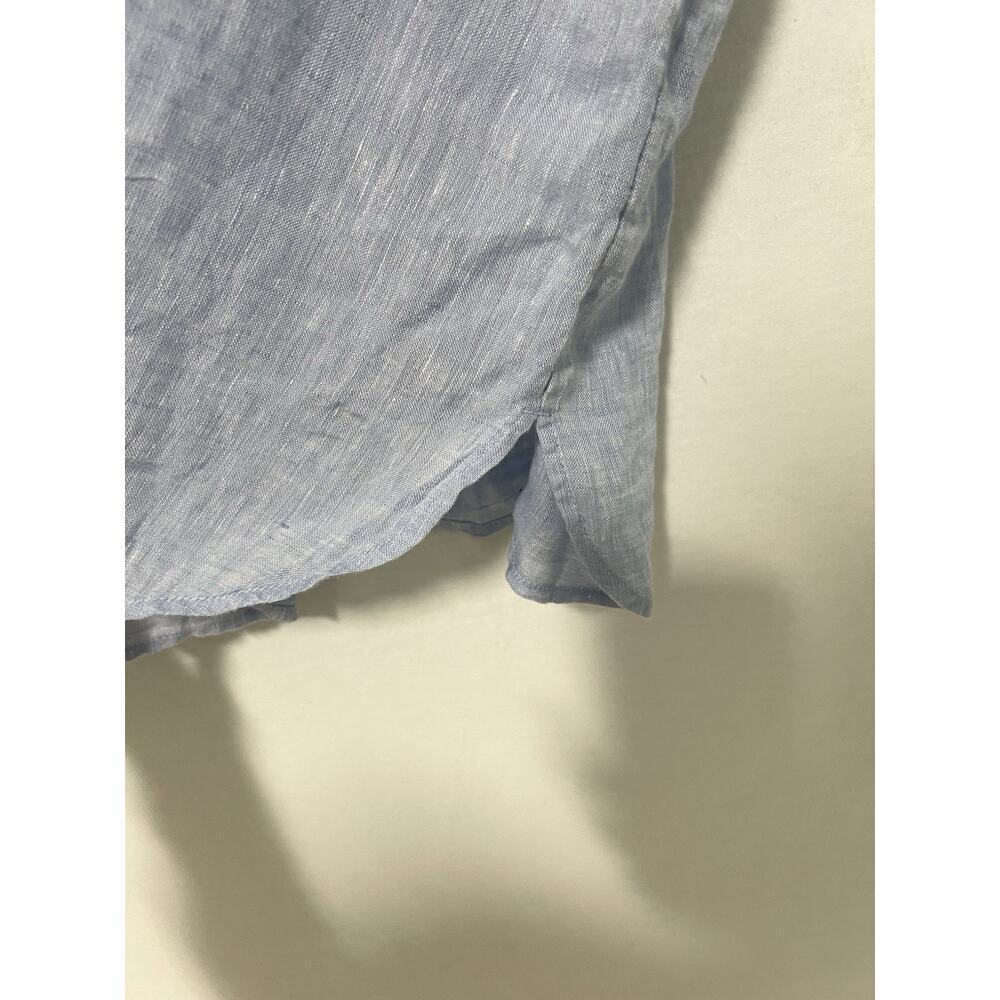 J. Jill Pure Jill 100% Linen Popover Tunic Top Blue MEDIUM Lagenlook Coastal - Picture 4 of 11